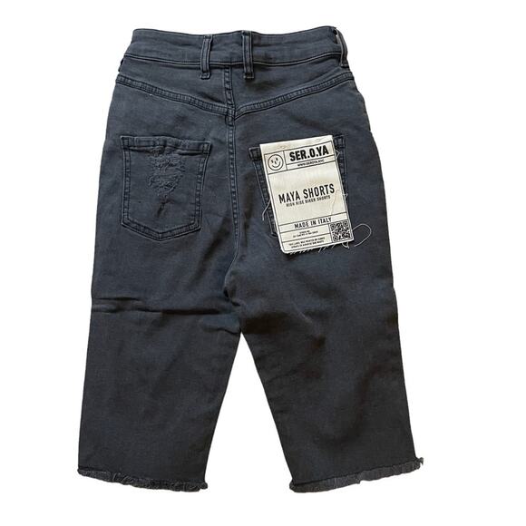 SER.O.YA Maya Black High Rise Biker Shorts NWT Size 24 - Picture 2 of 5